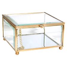Home Details Vintage Mirrored Bottom Glass Keepsake Box In Gold Walmart Com In 2020 Glass Jewelry Box Decorative Boxes Vintage Mirror