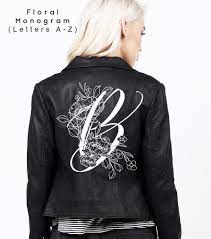 Botanical Monogram Painted Leather Jacket Custom Leather Jackets Hand Painted Leather Jacket