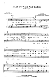 Mancini, henry the days of wine and roses | noten und downloads kaufen bei schott music. Days Of Wine And Roses Satb By Mancini J W Pepper Sheet Music