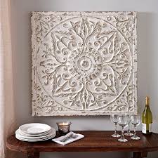 Aria Distressed Cream Embossed Metal Tile Metal Decor Metal Tree Wall Art Outdoor Wall Decor