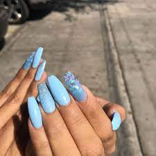 Baby blue nails with design baby blue amp gold nail art by. Updated 55 Blissful Baby Blue Acrylic Nails August 2020
