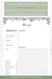 Recipe Sheet Printable Printable Cook Book Recipe Template Editable Recipe Page Recipe Page Recipe Card Full Page Recipe Sheet Recipe Cards Recipe Template Printable Recipe Cards