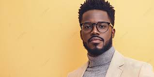 Hình nền Ảnh Của Một Người đàn ông Da đen Hấp Dẫn đeo Kính Và áo Khoác Màu  Be Trên áo Len Cao Cổ Màu Xám Anh Ta Có Mái Tóc Ngắn