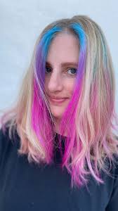 Bringing the beachy sunset vibes to this cool(ish) autumn day! , I  *exclusively* used all @dangerjonescreative vibrant colors for this spiced  up blonde!, Vertigo, Exotica + Clear, Hustler + Clear, ...