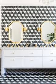 Black And White Geometric Bathroom Tiles Black And White Geometric Backsplash Tiles Cover The Floor And Walls Of This Stunning Black A Backsplash For White Cabinets Black And Gold Bathroom Tile Covers