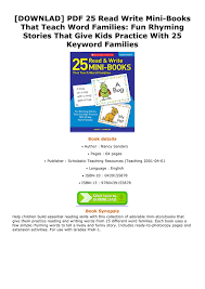 You have to log in to download. Brixey Downlad Pdf 25 Read Write Mini Books That Teach Word Families Fun Rhyming Stories That Give Kids Practice With 25 Keyword Families Page 1 Created With Publitas Com