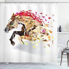 Check spelling or type a new query. Amazon Com Ambesonne Diamond Shower Curtain Disappearing Wild Horse In Digital Polygonal Geometric Modern Design Cubism Art Cloth Fabric Bathroom Decor Set With Hooks 75 Long Brown Red Home Kitchen