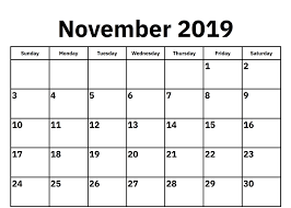 Free Printable November 2019 Calendar Calendar 2019 Printable Calendar Template Calendar Word