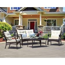 Birch Lane Outdoor Furniture Adelita 4 Piece Rattan Sofa Seating Group With Cushions Reviews Birch Lane In 2020 Wicker Patio Furniture Set Patio Furniture Sets Conversation Set Patio