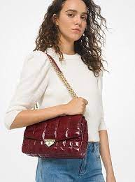 Soho Extra Large Quilted Crinkled Leather Shoulder Bag Michael Kors Shoulder Bag Leather Shoulder Bag Bags