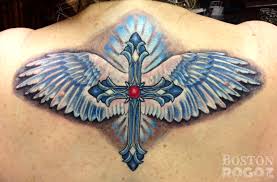 You can give the cross itself two angelic wings like this. Bostonrogoz Gothic Cross With Wings Tattoo Cross Wings Color