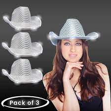 LED Flashing Cowboy and cowgirl Hat With Sequins Pack of 3 by Party Glowz |  eBay