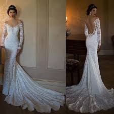 2015 Berta Bridal Lace Wedding Dresses Vintage Off The Shoulder Illu Lace Wedding Dress Vintage Wedding Dresses Vintage Lace Backless Wedding Dress Long Sleeve