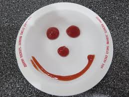 Smiley Face made with Ketchup by Server