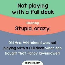 Not Playing With A Full Deck English Idioms Learn English English Vocabulary Words