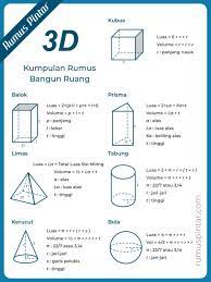 Volume kerucut = 1/3 × π × r² × t. Bangun Ruang Pengertian Jenis Rumus Contoh Soal
