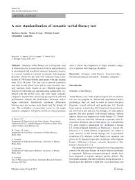 Pdf A New Standardization Of Semantic Verbal Fluency Test