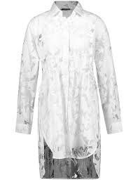 Floral pattern stock photos and images. Long Blouse With Sheer Floral Pattern In White Gerry Weber