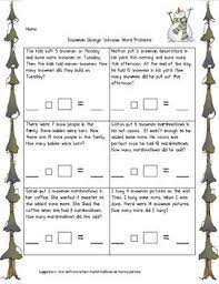 First grade number problem worksheet. Snowman Change Unknown Word Problems Math Word Problems Word Problems First Grade Math