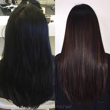 She 39 S Been Coloring Her Hair Black For Over 10 Years First Session Going For A Soft Brown Balayage Balayage Hair Hair Styles Hair