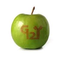 Samples from fruits with logo engraving
