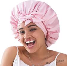 Amazon.com: Banda de lazo de satén de seda capó para el cabello dormido:  mujeres dormir noche abrigo Cap para cabello recto ondulado rizado natural  cabeza