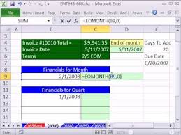 How To Calculate Invoice Due Dates With Eomonth In Ms Excel Excel Excel Tutorials Due Date