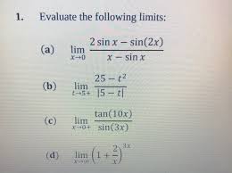 Check spelling or type a new query. Answered Evaluate The Following Limits 1 2 Sin Bartleby