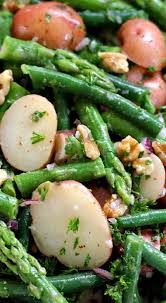 Potato Salad With Green Beans And Asparagus Green Valley Kitchen Recipe Green Bean Recipes Healthy Recipes Bean Recipes