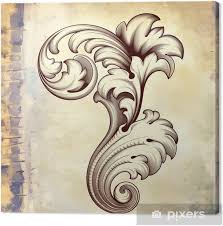 Collection of scroll pattern tattoos. Vector Vintage Baroque Floral Scroll Pattern Canvas Print Pixers We Live To Change