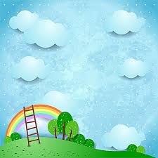 Rainbow Clouds Cartoon Blue Sky Background Blue Sky Background Blue Sky Clouds Blue Sky