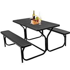 This traditional and neoclassical design would shine in an architectural garden. Gymax Picnic Table Camping Picnic Tables Bench Set For Outside Backyard Garden Patio Dining Party Black Buy Online In Jersey At Jersey Desertcart Com Productid 154998042