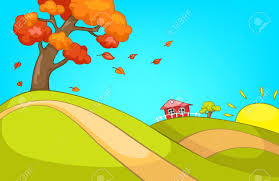 Ilustración de un árbol y gráfico de la selva. Dibujado A Mano De Dibujos Animados Del Paisaje De Otono Dibujo Animado Colorido Del Fondo Del Otono De Dibujos Animados De Un Paisaje Ondulado En Otono Fondo De La Historieta Del Paisaje