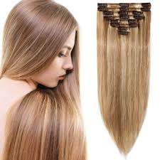 To ensure that your blonde hair journey starts off on the right foot, seek a professional! Clip In Hair Extension Human Hair 100 Real Remy Hair Extensions Full Head Short Straight 8 Pcs 12 613 Golden Brown Mix Bleach Blonde 8 45g Buy Online In China At Desertcart Productid 149268392