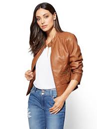 Zip Front Faux Leather Moto Jacket New York Company Leather Jackets Women Fashion Hat Fashion