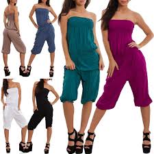 .estive tutine corte senza maniche v scollo con tasca spiaggia monopezzi jumpsuit casual a vita alta chiffon delle tuta playsuit, ajpguot monopezzi e tutine da donna moda tutine intere di colore. Overall Donna Tutina Tuta Bandeau Pinocchietti Capri Leggera Estiva Sexy Pq1005 Ebay