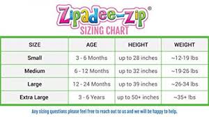 Zipadee Zip Size Chart Facebook Lay Chart