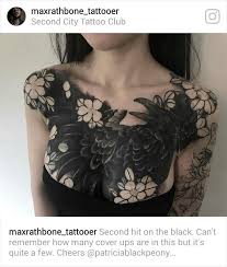 Pin By Maya Engel On Tattoo Inspiration Solid Black Tattoo Chest Piece Tattoos Black Tattoos