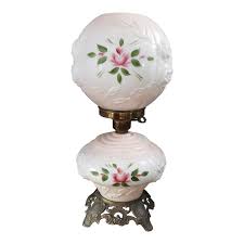 Mid Century Vintage Hand Painted Double Light Hurricane Lamp Lamp Hurricane Lamps Globe Lamps