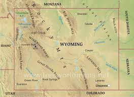 Wyoming Mountain Ranges Map Physical Map Of Wyoming