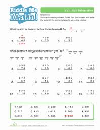 Math Riddles Subtraction 3 Worksheet Education Com Math Riddles Math Subtraction