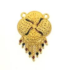 K jewels artistic wedding mangalsutra pendant beautifully studded with cubic zirconia (cz) in gold and rhodium plated finish. Gold Mangalsutra Pendant