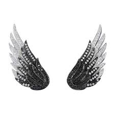 Black And White Diamond Earrings As29 Wing Black White Diamond Stud Earrings 4 000 Liked On Polyvore Featur White Diamond Stud Earrings Yellow Gold Earrings Studs Black Gold Jewelry