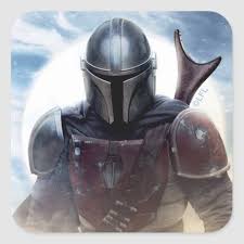 The Mandalorian Walking Through Desert Dust Square Sticker Zazzle Com Star Wars Poster Star Wars Art Star Wars Pictures