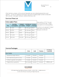Now, the user will create separate price lists for all the three kinds of customers and will assign specific 'factor' into it. Service Price List Templates At Allbusinesstemplates Com