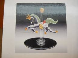 Spun Blown Glass Carousel Horse On