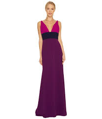 Jill Jill Stuart Jill Jill Stuart V Neck Color Block Gown Viola Multi Women S Dress Jilljillstuart Cloth Dresses Formal Dresses Long Womens Dresses