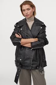 Oversized Leather Biker Jacket Black Ladies H M Gb In 2020 Leren Bikerjack Persoonlijke Stijl Mouwen