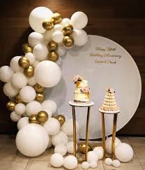 Elegant Black And Gold Balloon Arch Me My Tribe Balloon Stylists On Instagram A Classically Elegant White And Chrome Gold Ballo Birthday Balloon Decorations 40th Birthday Decorations Balloons