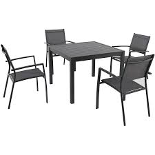 Hanover Outdoor Furniture Naples 5 Piece Gray Metal Frame Patio Set With Gray Hanover At Lowes Com Patio Dining Set Outdoor Dining Set Dining Room Sets